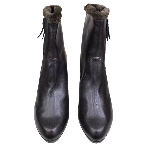 Stuart Weitzman Women’s Brown Side Zip Fur Trimmed Ankle Boot Size US 10 - Picture 3 of 15